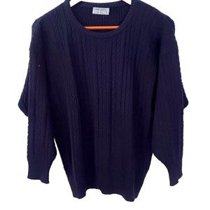 Jaeger Paris London NY Black Knit Sweater 100% Wool